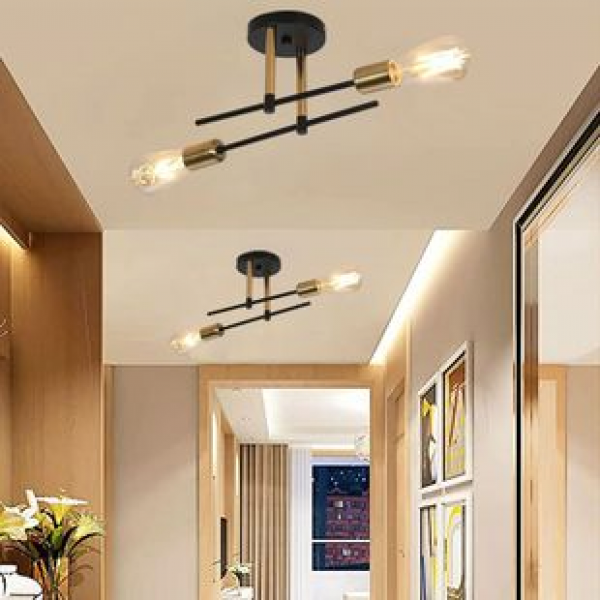 Cross border American wrought iron black industrial style ceiling light, retro living room hallway light, bedroom study wall light