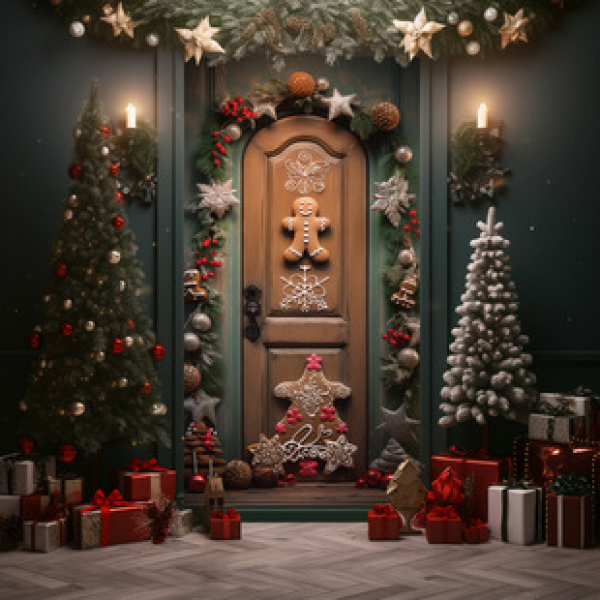 Cross border hot selling door curtain Christmas style