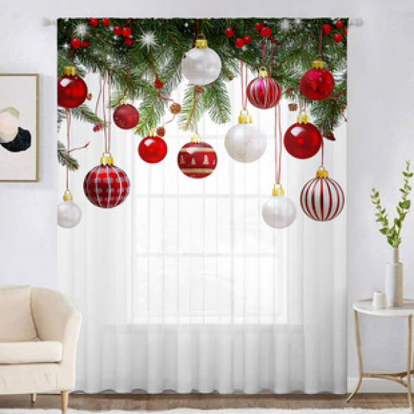 1pc new Christmas series window screen 3D digital printing manufacturer direct sales bedroom living room decoration pole through window screen