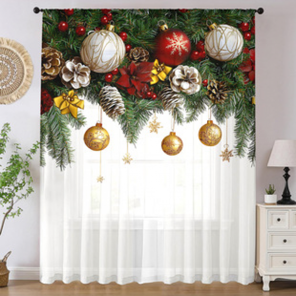 1pc new Christmas series window screen 3D digital printing manufacturer direct sales bedroom living room decoration pole through window screen