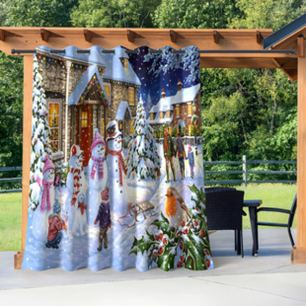 Cross border foreign trade outdoor waterproof curtains and window screens, cross-border Amazon Christmas sun shading and sun protection series
