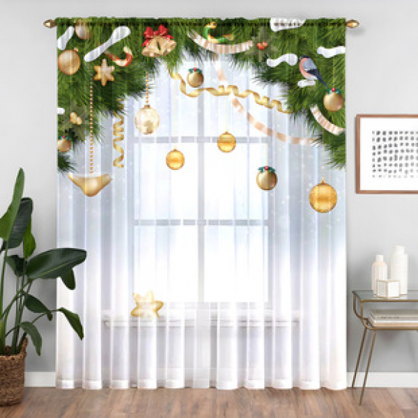 1pc new Christmas series window screen 3D digital printing manufacturer direct sales bedroom living room decoration pole through window screen
