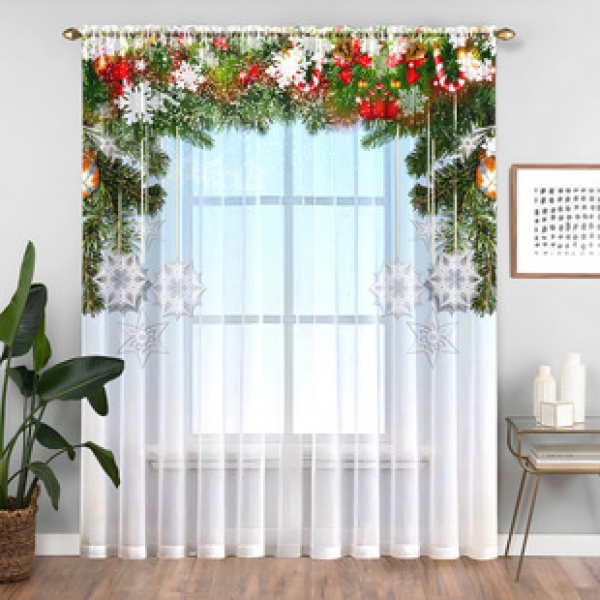 1pc new Christmas series window screen 3D digital printing manufacturer direct sales bedroom living room decoration pole through window screen