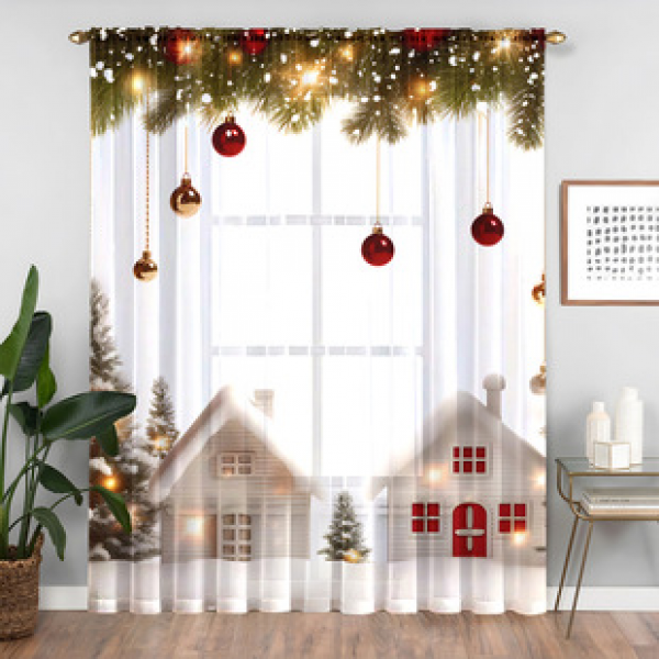 1pc new Christmas series window screen 3D digital printing manufacturer direct sales bedroom living room decoration pole through window screen