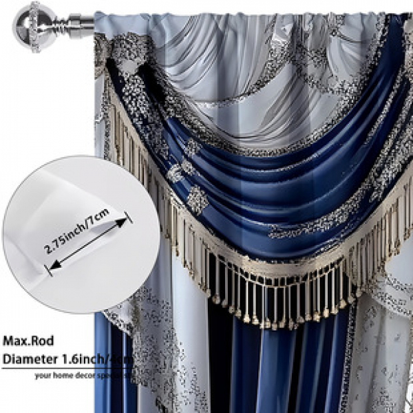 2PCS European style curtains, window curtains, Christmas series curtains, factory outsourcing, 3D digital printing, cross-border Amazon curtains