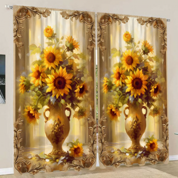 2PCS European style curtains, window curtains, Christmas series curtains, factory outsourcing, 3D digital printing, cross-border Amazon curtains