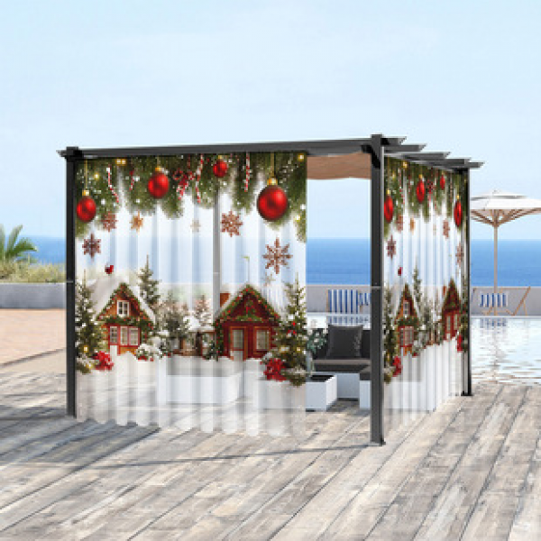 1pc new Christmas series window screen 3D digital printing manufacturer direct sales bedroom living room decoration pole through window screen