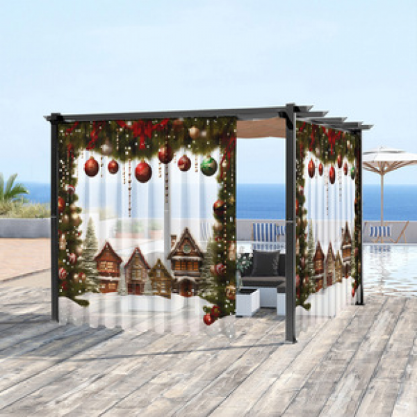 1pc new Christmas series window screen 3D digital printing manufacturer direct sales bedroom living room decoration pole through window screen