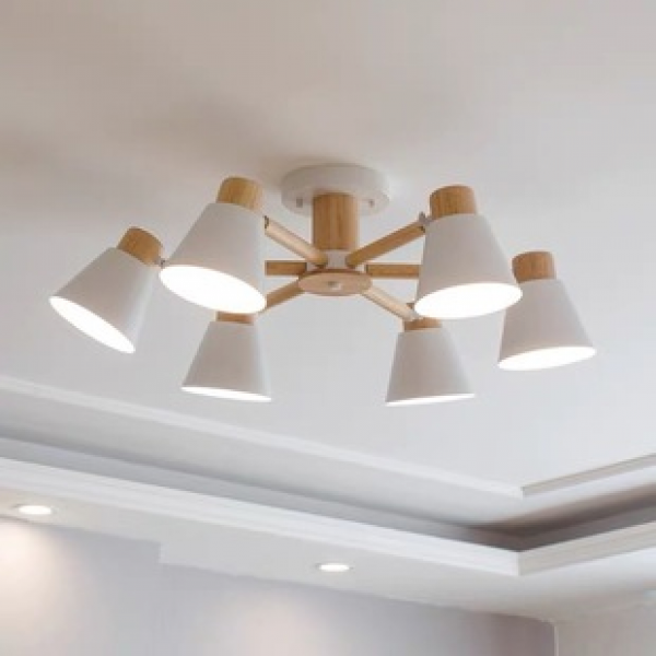 New Nordic macaron living room pendant light, simple and popular, bedroom wooden style Japanese style lighting package, study pendant light