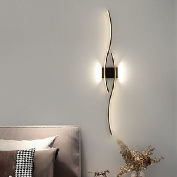 New minimalist line wall lamp Nordic internet famous living room background wall grille lamp Modern minimalist bedroom bedside lamp