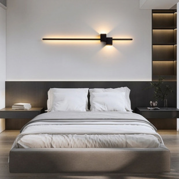 New minimalist line wall lamp Nordic internet famous living room background wall grille lamp Modern minimalist bedroom bedside lamp