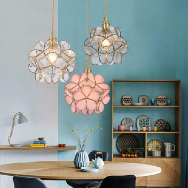 2023 Nordic Net Red Flower Petal Small Pendant Creative Restaurant Entrance Corridor Bedlight