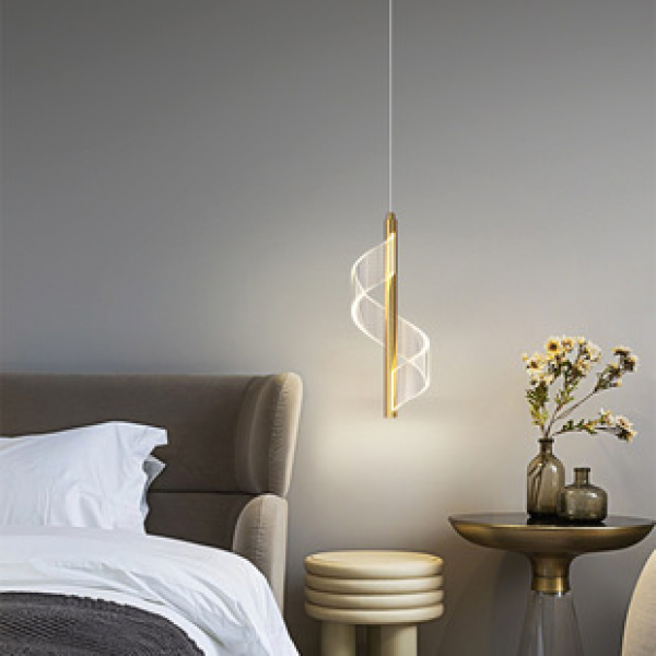 Cross border creative and personalized art bedroom bedside pendant light living room background wall long line simple modern single head pendant light