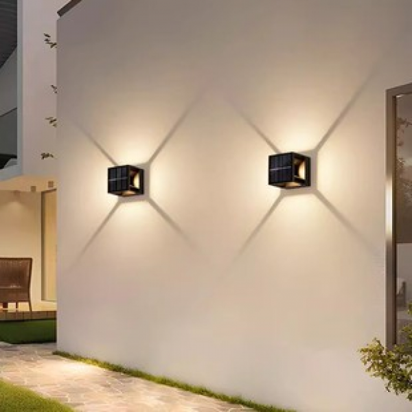 Solar powered outdoor wall lamp, no wiring, charging, wall washing lamp, outdoor waterproof, garden, villa, courtyard, balcony, atmosphere lamp