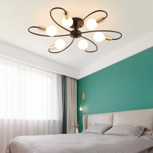 Cross border Amazon Ceiling Light Creative Restaurant Living Room Bedroom Pendant Iron Art 6-Head Bend Personalized Nordic Lighting