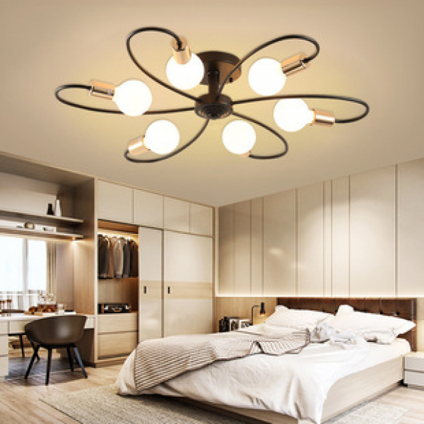 Cross border Nordic style iron art LED ceiling light, living room light, simple, modern, creative, warm, romantic, study, bedroom light
