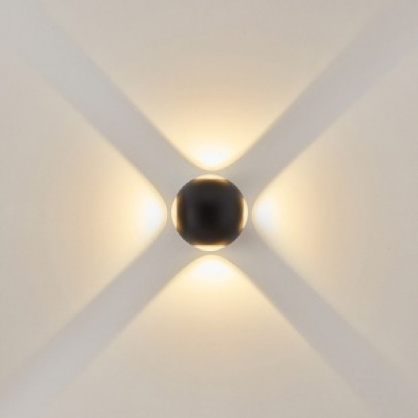 Simple circular LED outdoor wall lamp, waterproof round ball lamp, double headed 4-head courtyard lamp, hallway, villa background wall, fence