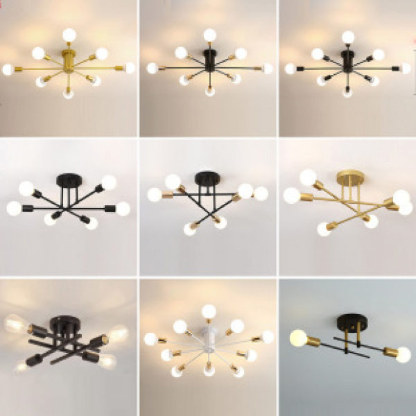 Nordic style bedroom light net red light decoration living room dining room warm room simple modern household gold ceiling light