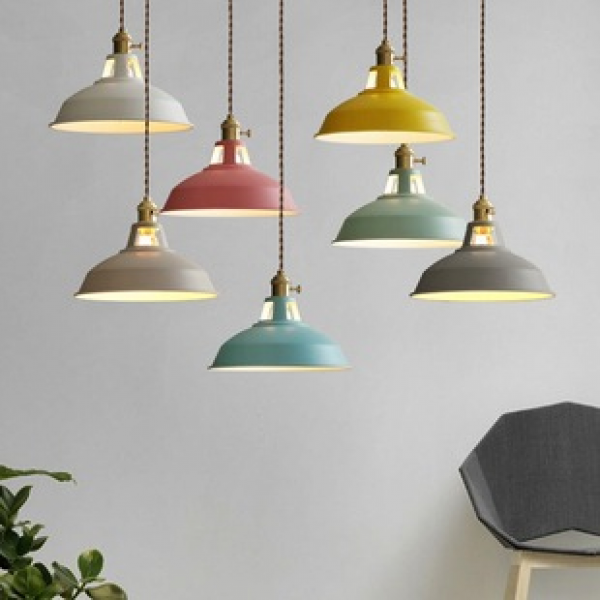 Loft industrial style pendant light, colorful retro coffee shop, bar counter, restaurant, hotpot restaurant, decorative iron pot cover, lighting fixtures
