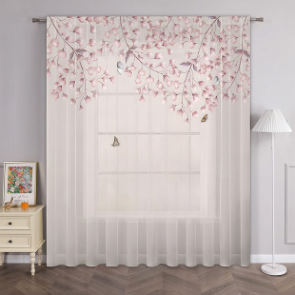 1pc new floral pattern window screen 3D digital printing manufacturer direct sales bedroom living room decoration pole through window screen