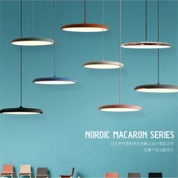 Nordic restaurant pendant light, Danish macaron flying saucer bar art light, modern minimalist living room, bedroom, study lighting fixtures