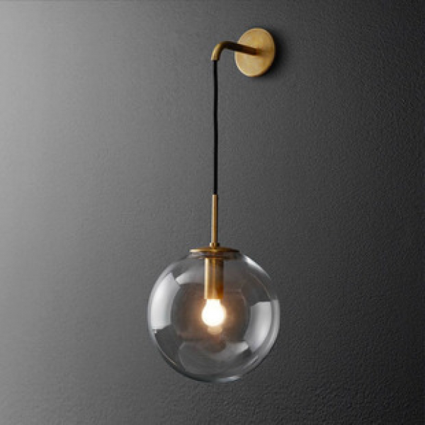 Nordic glass spherical wall lamp, internet famous, simple and personalized living room, dining room, hotel bar counter, kitchen, bedroom, bedside wall lamp