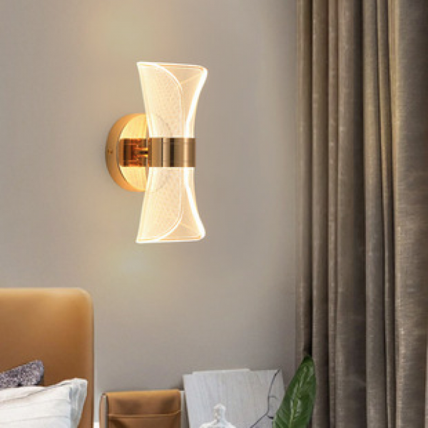 Wall lamp, Nordic LED bedroom lamp, modern and simple creative staircase hallway lamp, flowing light, living room atmosphere, bedside lamp