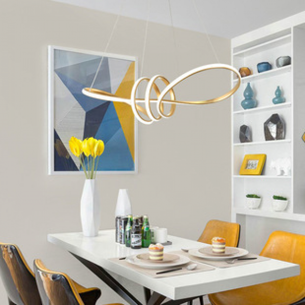 Warm living room, dining room, bedroom, modern, simple and fashionable LED creative Nordic new study, irregular hanging lamp