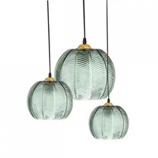 Designer's green leaf patterned glass pendant light, modern dining restaurant light, creative hotel bedroom glass pendant light