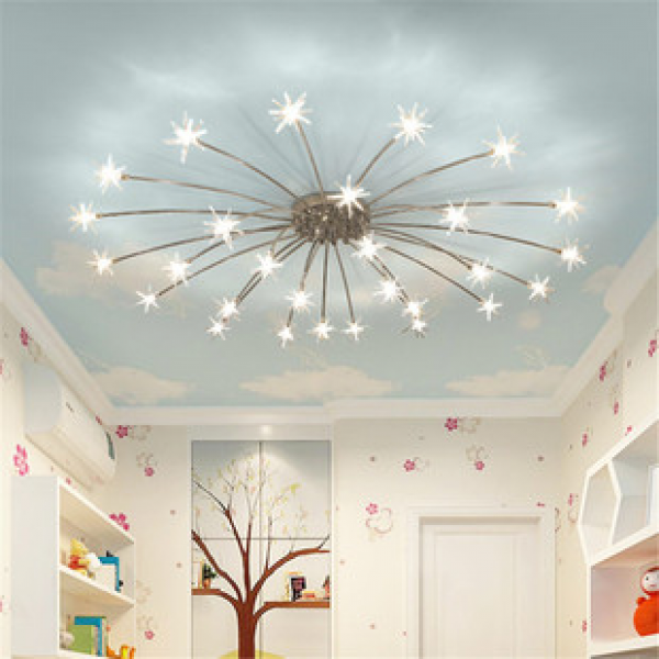 Nordic style living room, dining room, starry sky ceiling light, modern minimalist creative bedroom, children's room, LED post-modern light