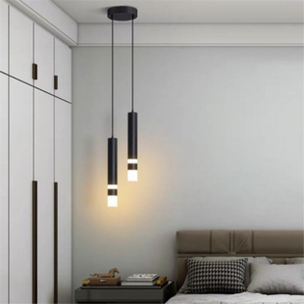 Bedroom bedside pendant light, Xiaohongshu living room double head light luxury Zhongshan lamp, LED decorative acrylic lamp