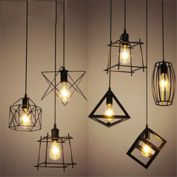 Manufacturer's single head small iron cage pendant light, American retro hotpot clothing store aisle bar counter restaurant light, industrial style