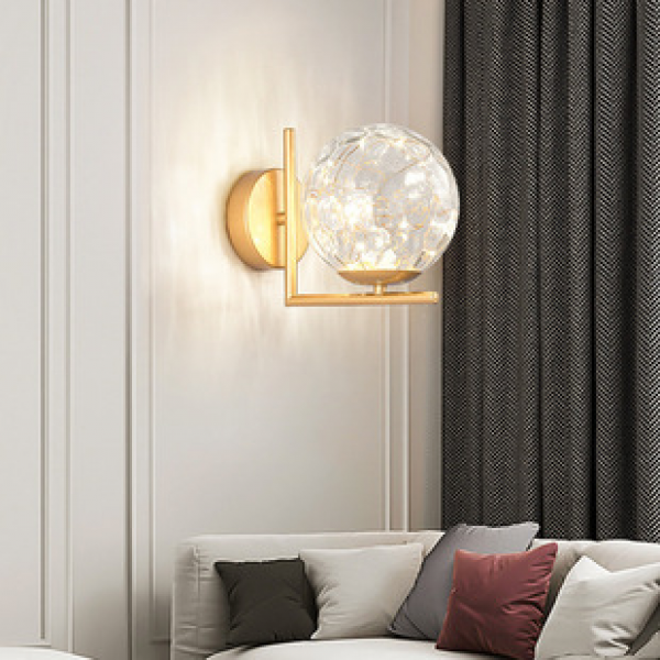 Modern personalized wall lamp, living room TV background wall lamp, creative bedroom bedside foyer, simple golden glass wall lamp