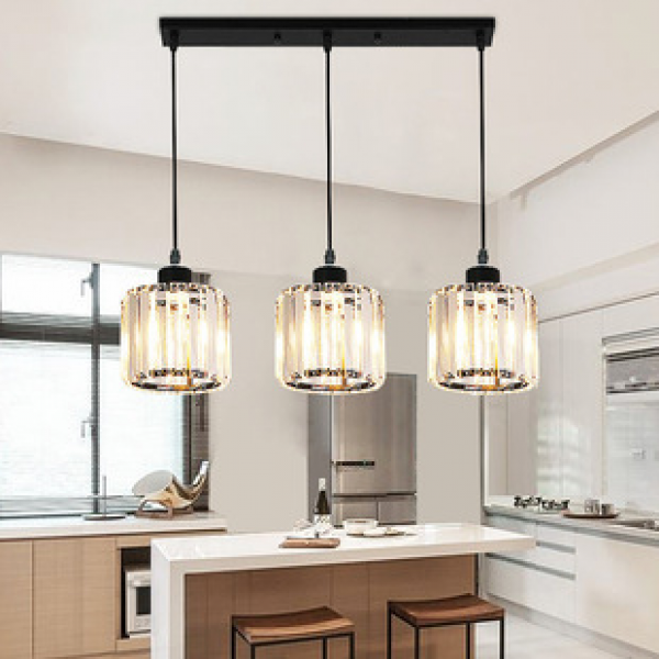 Pendant light Nordic restaurant dining room table light study bar counter three headlights simple modern light luxury creative crystal pendant light