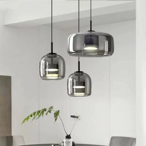 New Italian minimalist restaurant glass chandelier bar counter study Nordic high-end gray minimalist bedroom headboard chandelier