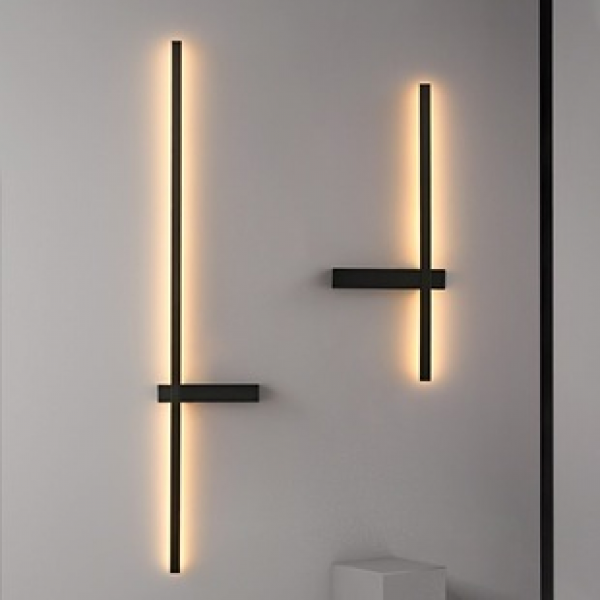 Light luxury ultra simple long strip all copper wall lamp, bedroom bedside lamp, modern minimalist living room TV background wall line wall lamp