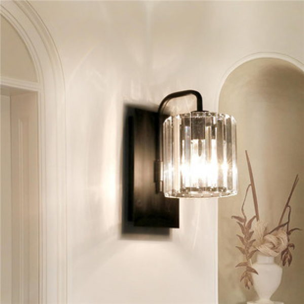 Cross border platform retro Nordic style bedroom restaurant crystal wall lamp
