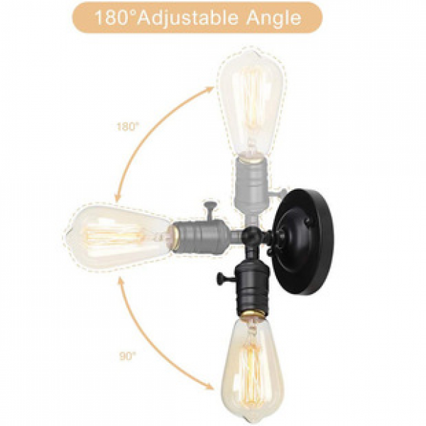 American retro industrial style swing arm wall lamp, bedroom bedside lamp, hallway adjustable folding, Amazon eBay