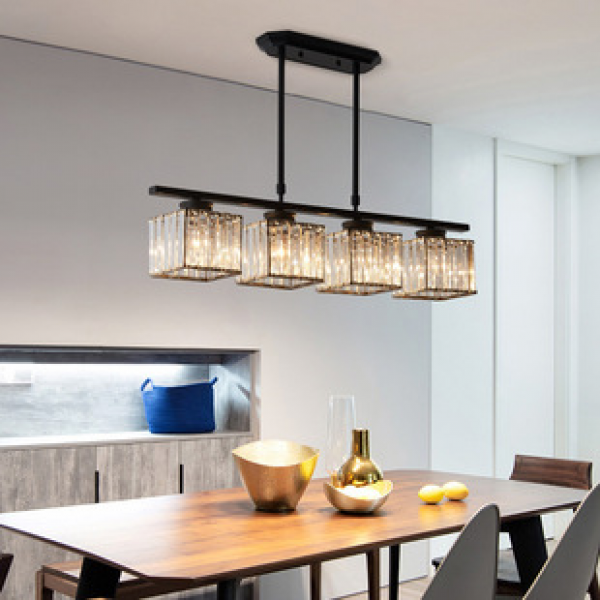 Modern minimalist bar counter, light luxury, atmospheric crystal dining table, dining pendant lighting fixtures, Amazon foreign trade bestseller, dining room square