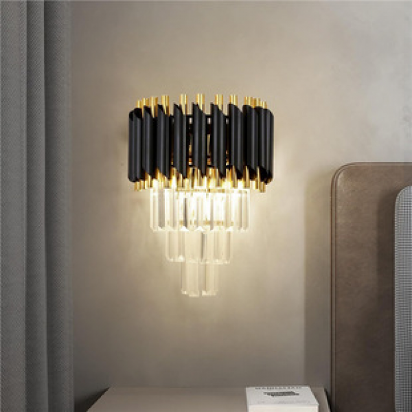 Crystal wall lamp, light luxury and grand living room background wall lamp, personalized and creative bedside bedroom lamp, study Amazon wall lamp