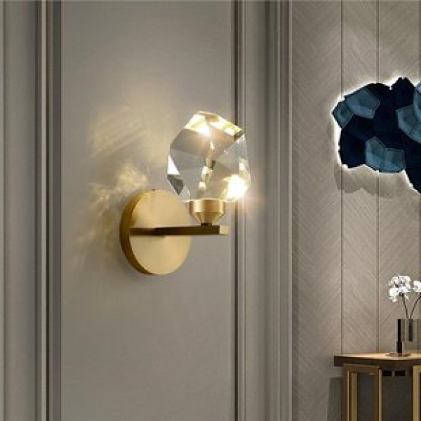 Light luxury crystal wall lamp, modern minimalist living room background wall lamp, hallway bedside lamp, creative bedroom Amazon