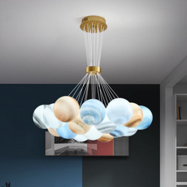 Living room lights, pendant lights, minimalist modern moon lights, bubble planet restaurant lights, master bedroom lights, internet famous Nordic lighting fixtures