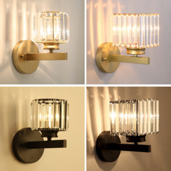 American crystal wall lamp, simple and post-modern, living room, bedroom, bedside, aisle, TV, background wall, creative and luxurious lighting fixtures