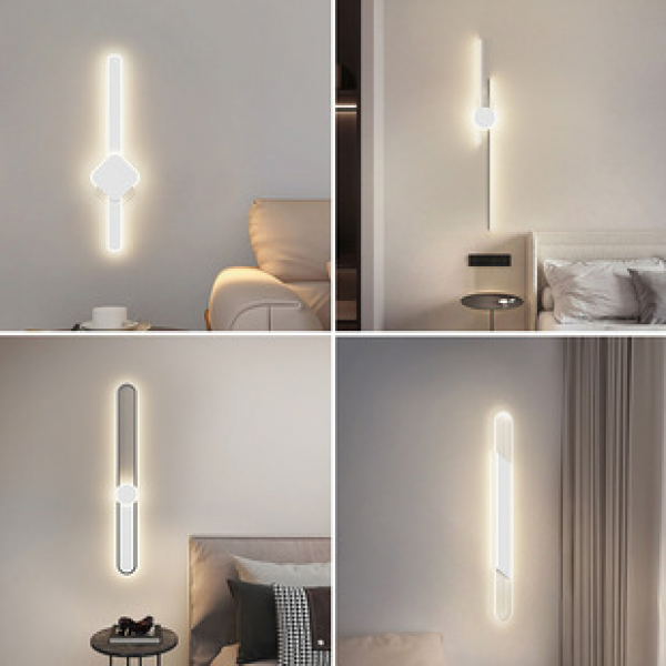 Modern minimalist wall lamp, living room background wall lamp, bedroom bedside lamp, Nordic designer's creative long staircase lamp