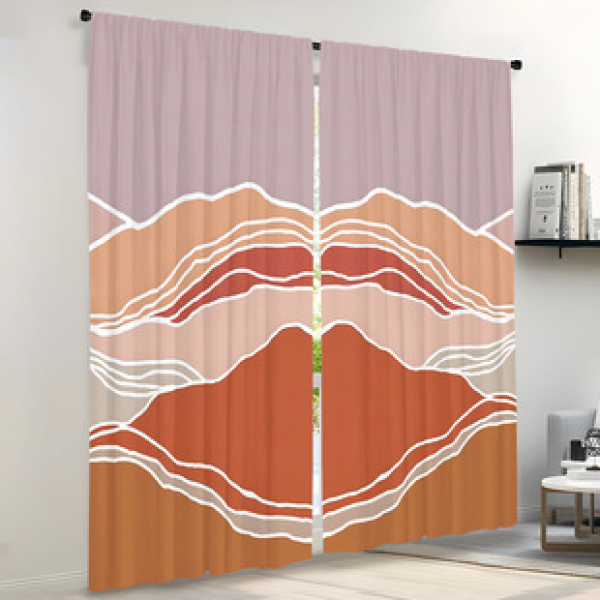 2PCS geometric abstract curtain factory distributes 3D digital printed curtain products for cross-border Amazon curtain sales