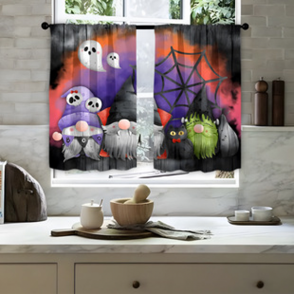 2pcs kitchen short curtain cartoon pattern cross-border hot selling factory direct supply 3D digital printing waterproof and oil resistant
