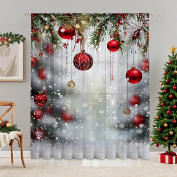 1pc new Christmas series window screen 3D digital printing manufacturer direct sales bedroom living room decoration pole through window screen