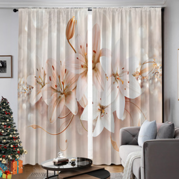 2PCS Christmas curtain factory distributes 3D digital printing cross-border Amazon curtain hot selling patterns