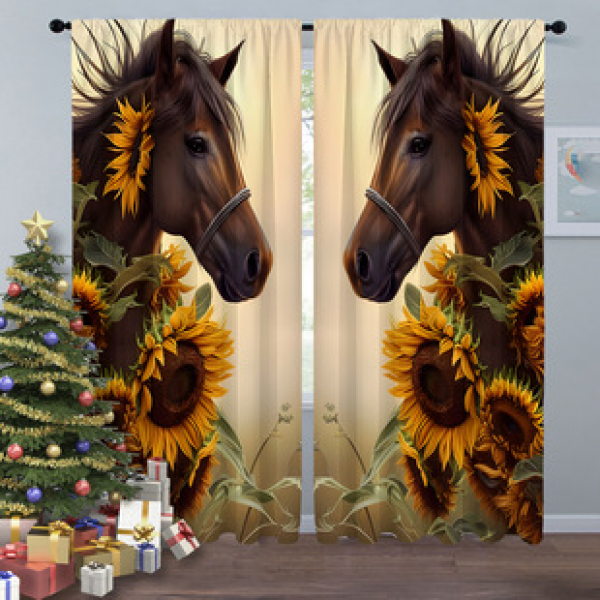 2PCS animal and plant curtain factory distributes 3D digital printing cross-border Amazon curtain hot selling patterns