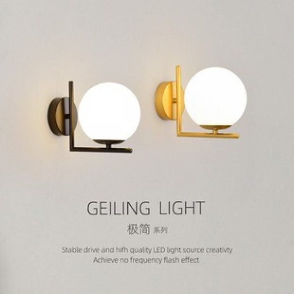 Minimalist modern molecular spherical wall lamp, golden black bedroom bedside lamp, creative Nordic wall engineering lighting fixture, new model